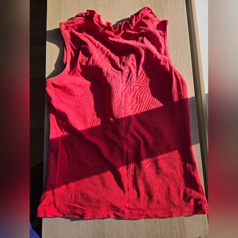 Esprit Vibrant Red Ruffled Tank Top - Picture 2 of 7